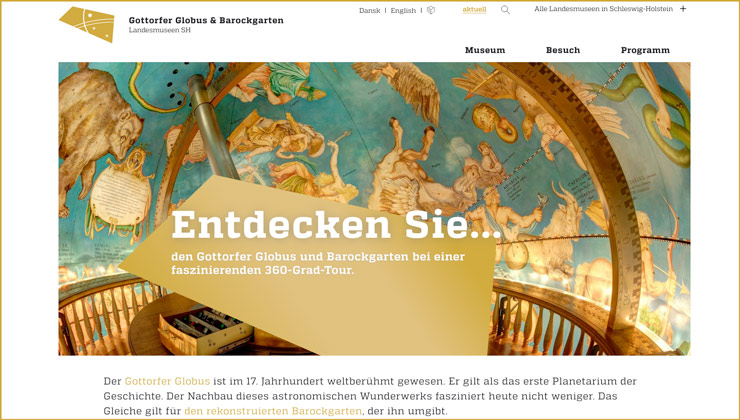 Ansicht der Webseite "Gottorfer Globus"